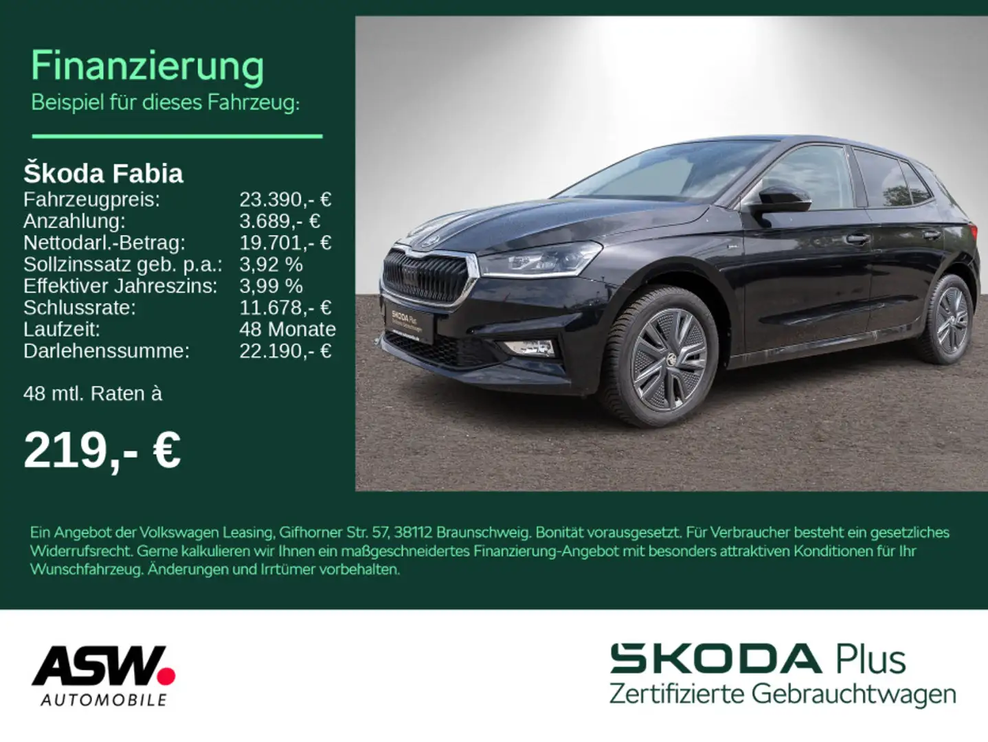 Skoda Fabia Selection 1.5 TSI DSG LED NAVI PANO ACC VC Nero - 1