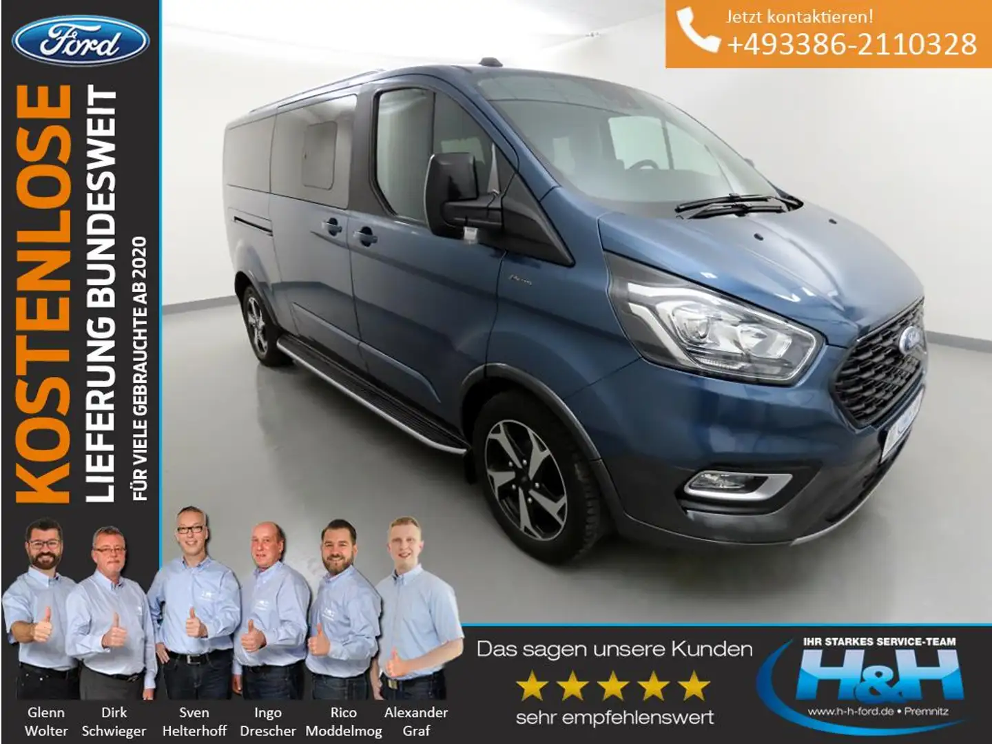 Ford Tourneo Custom 2.0 Aut. Active L2 ACC+8Sitze+AHK Blau - 1