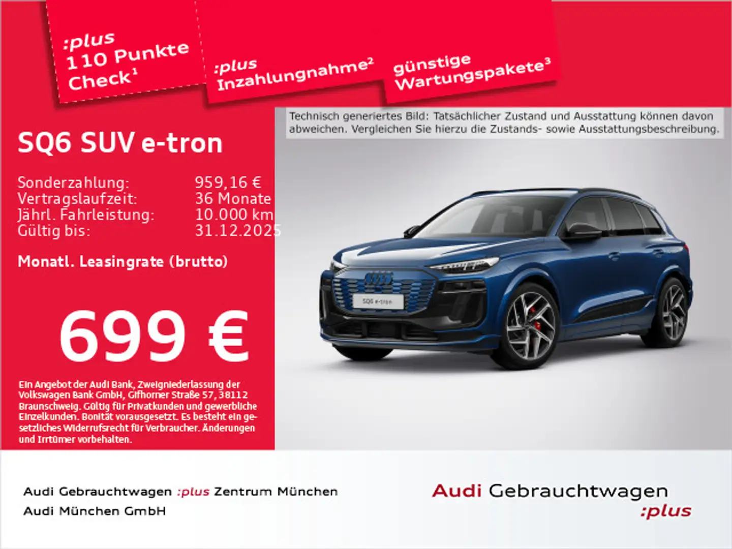 Audi SQ6 e-tron SQ6 e-tron Edition One Pano/Luftfed/B&O Blau - 1