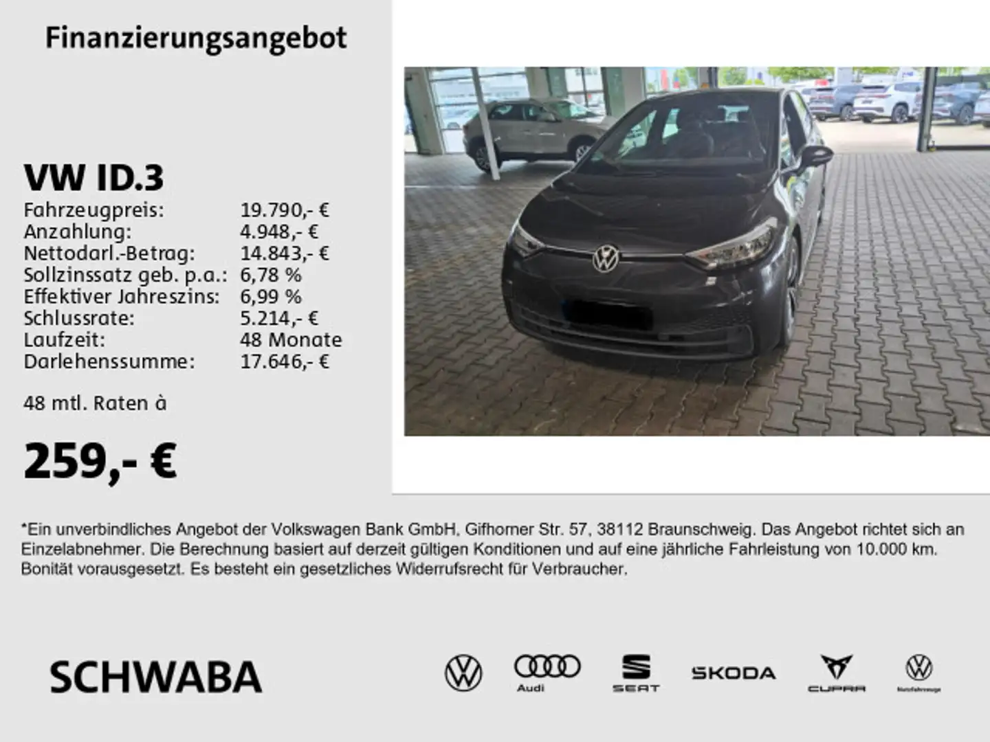 Volkswagen ID.3 Pro *ACC*VIRTUAL*NAVI*LED*LANE*FRONT*19''* Grau - 1