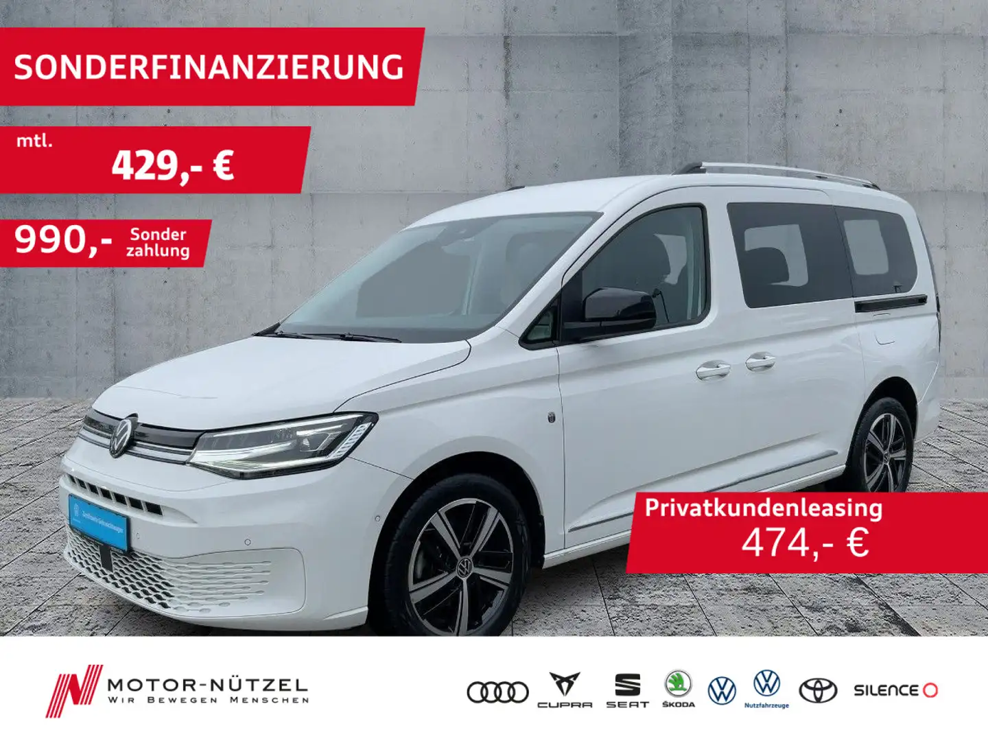 Volkswagen Caddy 2.0 TDI DSG STYLE LED+NAV+ACC+RFK+SHZ Weiß - 1