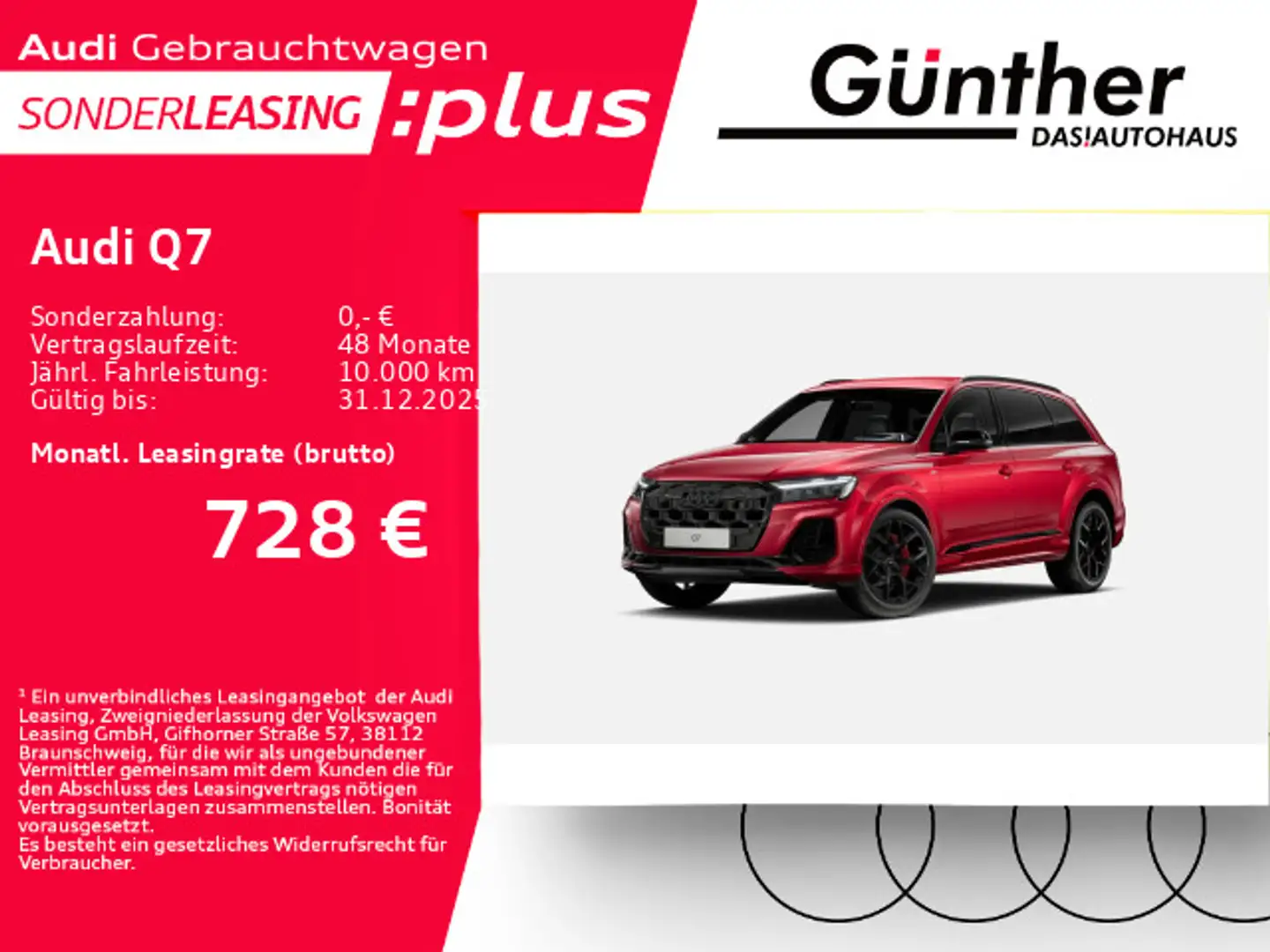 Audi Q7 55 TFSI S LINE+WINTERRÄDER+7 SITZER+ALLRADLEN Rot - 1