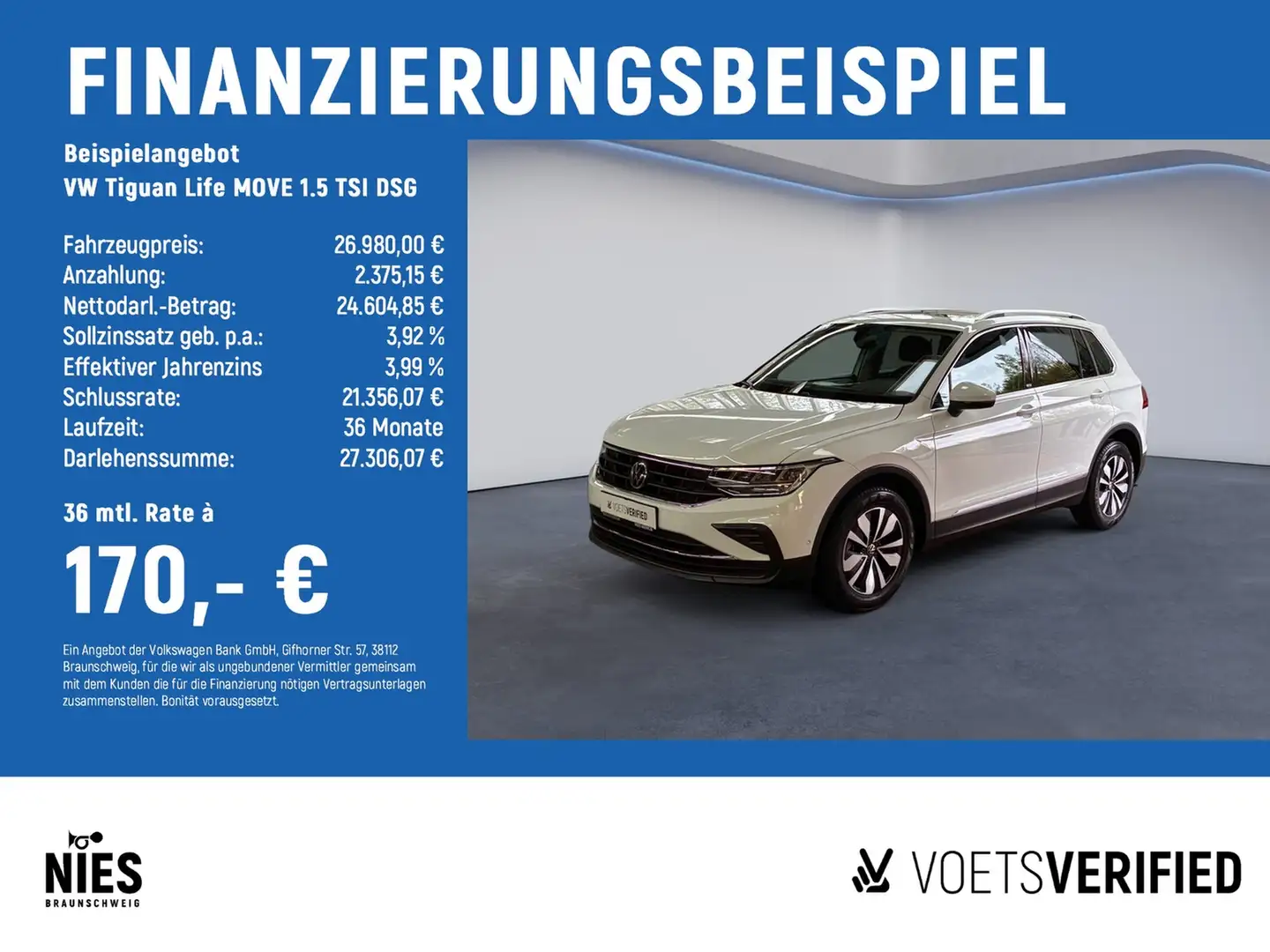 Volkswagen Tiguan Life MOVE 1.5 TSI DSG PANO+NAVI+RearView Weiß - 2