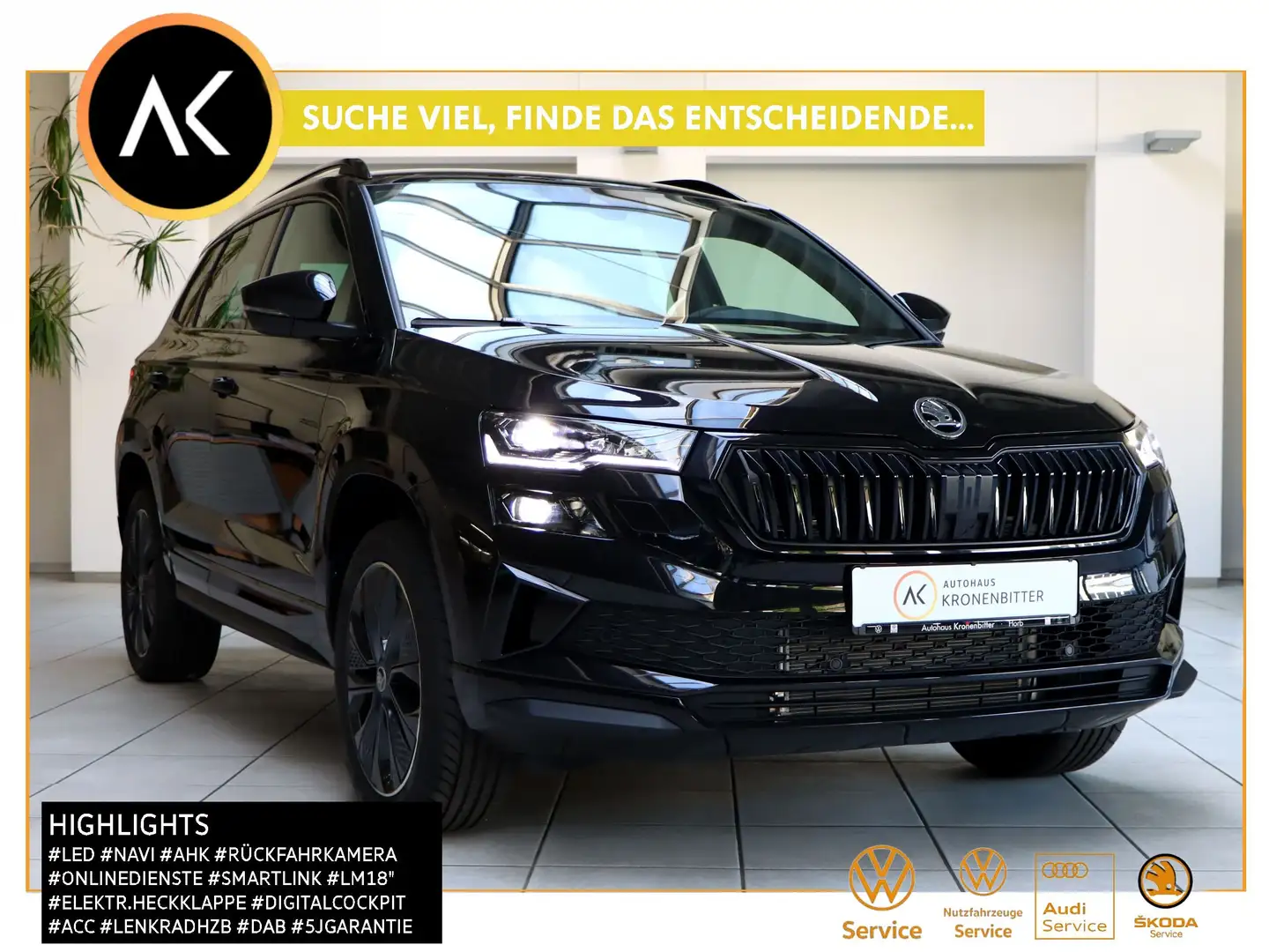 Skoda Karoq 1.5 TSI Sportline DSG 150PS-AHK Navi LED Kamera LM Schwarz - 1