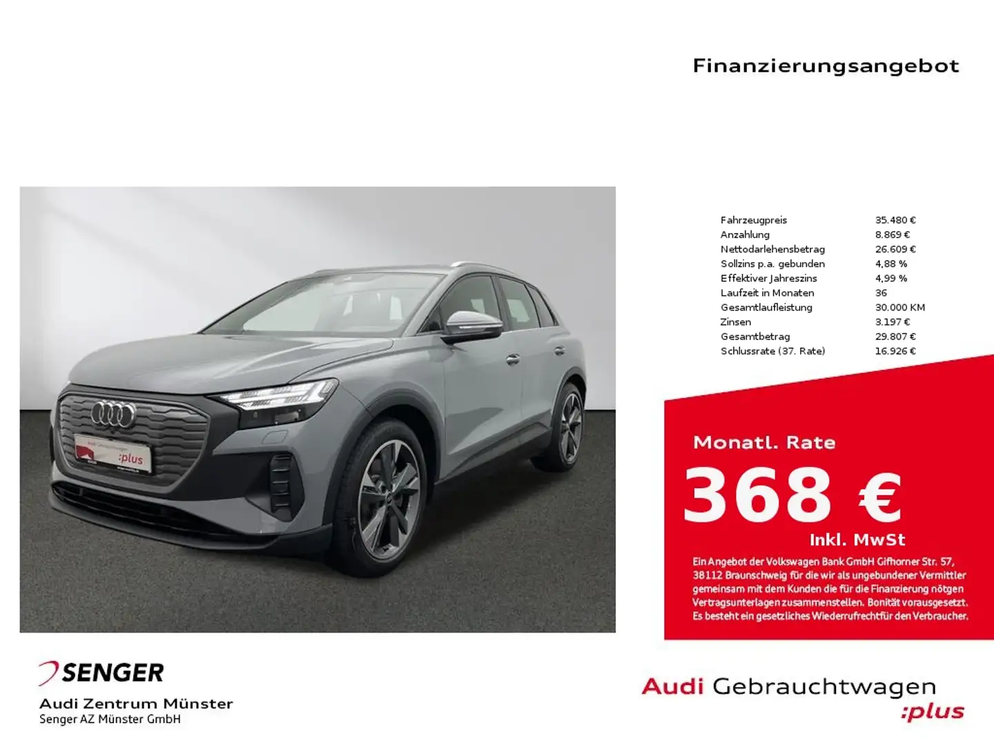 Audi Q4 e-tron 40 S line MMI Matrix Pano B&O Standh. Grau - 1