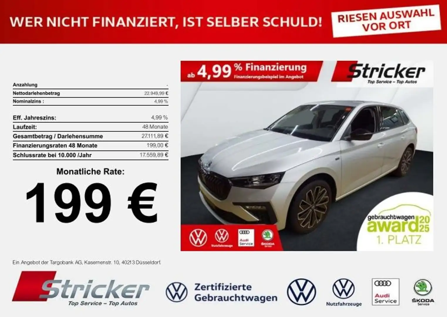 Skoda Scala Tour 1.5TSI 199,-ohne Anzahlung Navi Matrix Silber - 2