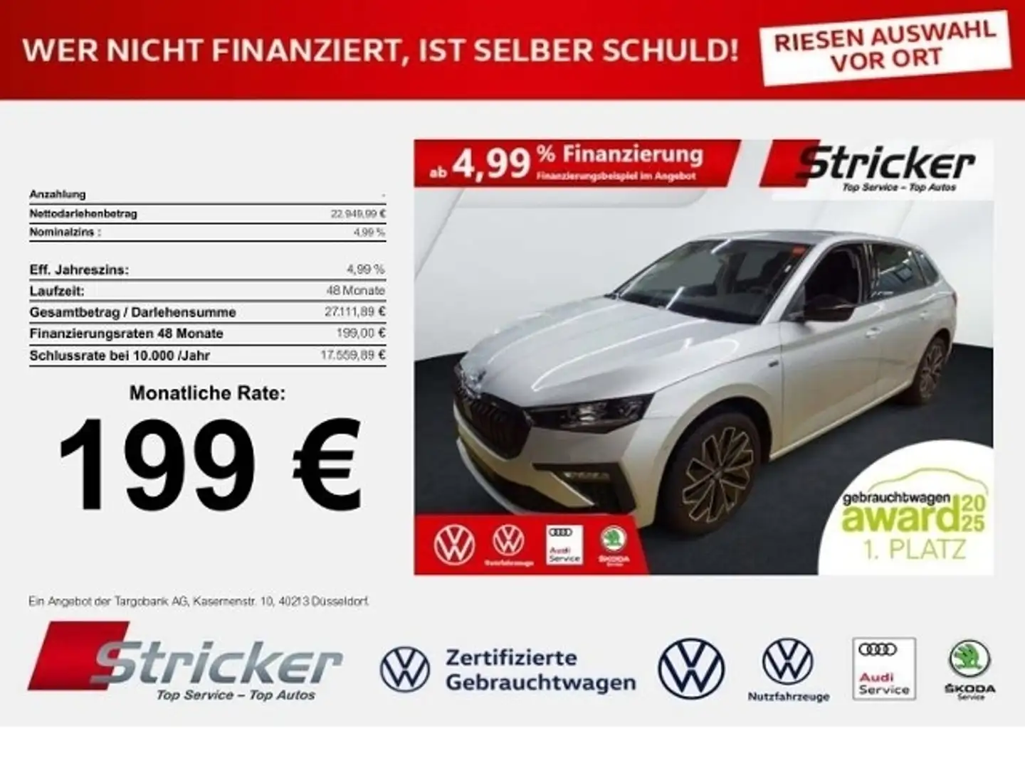 Skoda Scala Tour 1.5TSI 199,-ohne Anzahlung Navi Matrix Silber - 1