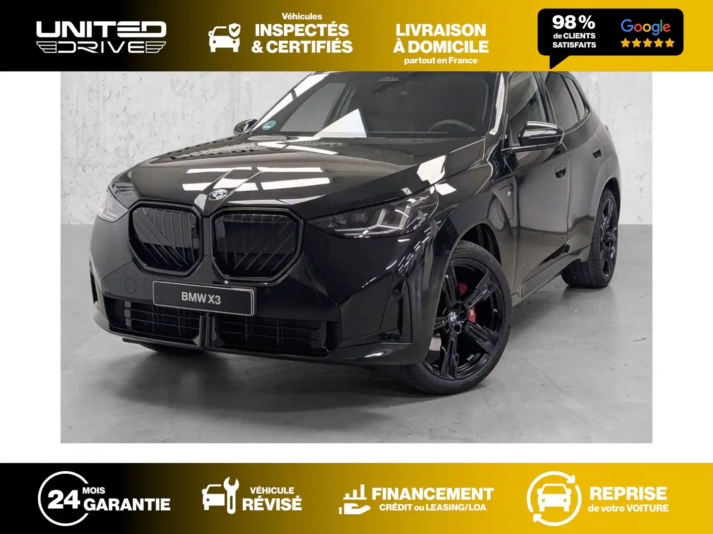 BMW X3 xDrive 30e 292ch M SPORT BVA8 Noir - 1
