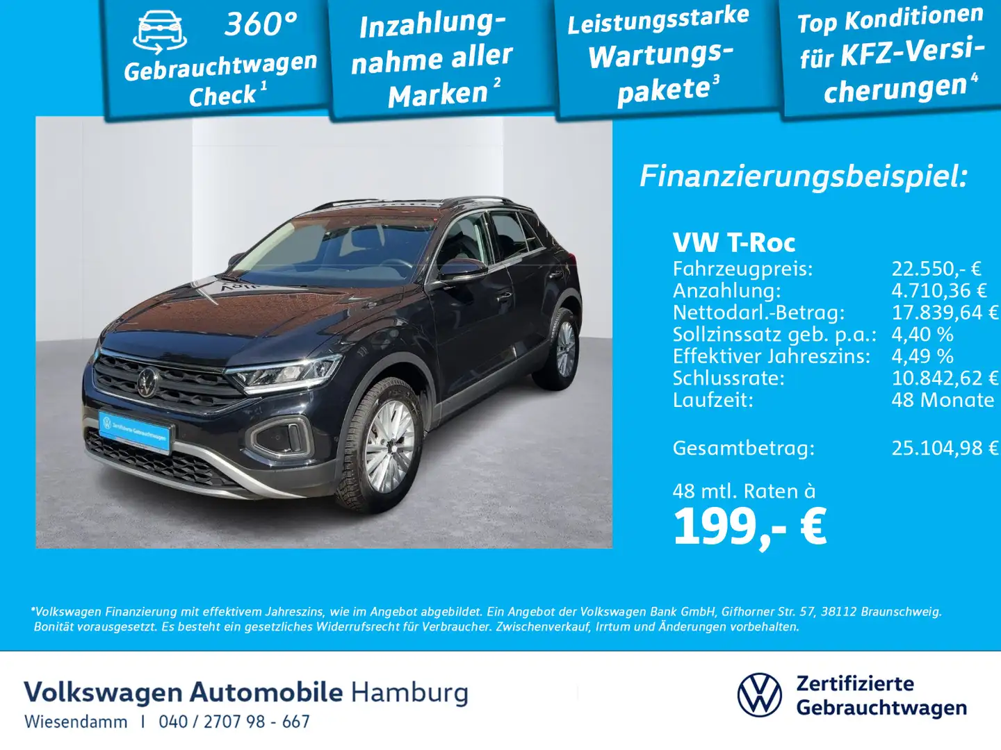 Volkswagen T-Roc 1.5 TSI DSG Life LED/KAMERA/NAVI/SITZHZG. Schwarz - 1