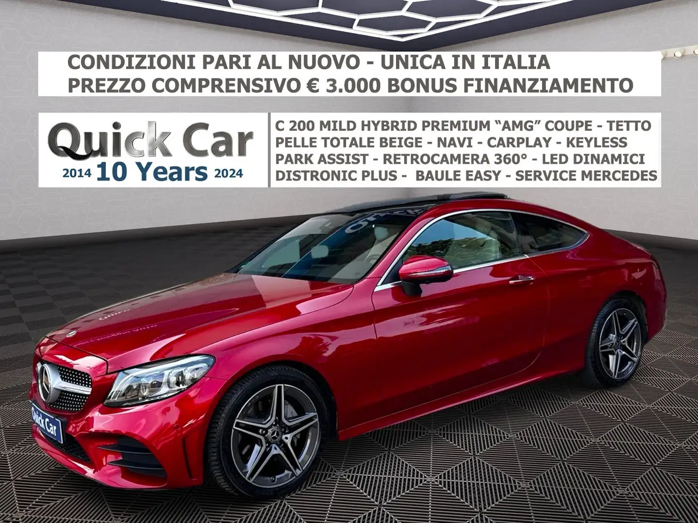 Mercedes-Benz C 200 Coupe mhev PREMIUM DISTRONIC,TETTO,CARPLAY,UNICA ! Rosso - 1