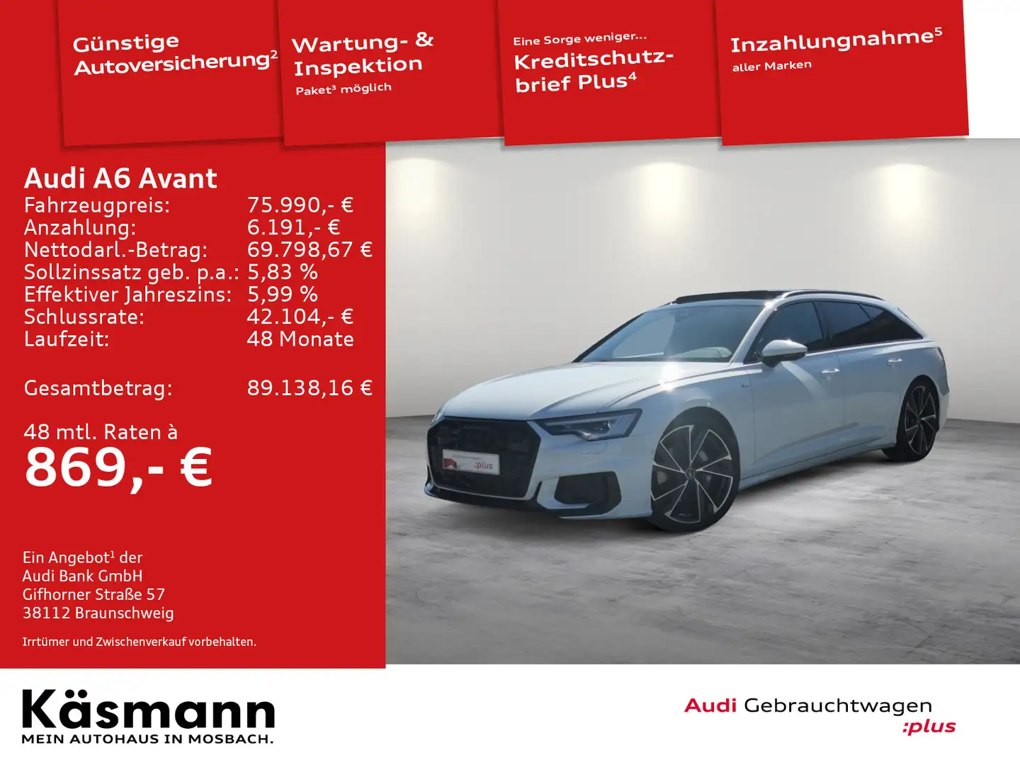 Audi A6 S line 50TDI quattro 2xS line MATRIX AH Weiß - 1