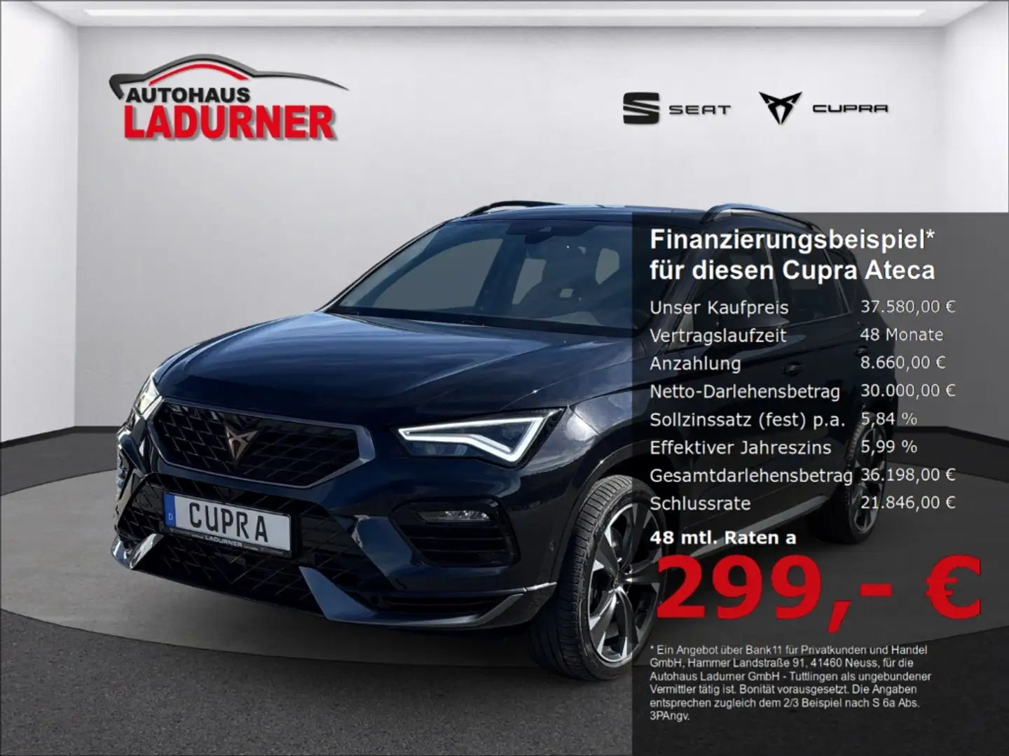 CUPRA Ateca VZ 4D 2.0TSI *AHK+360KAMERA+Elek.HECKKLAPPE Schwarz - 1
