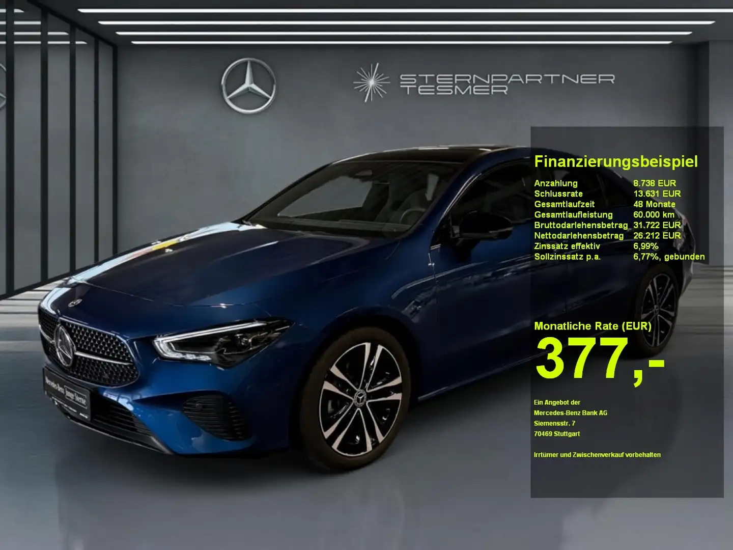 Mercedes-Benz CLA 200 Coupé PROGR. +AMBI+TOTW+DISTR+NIGHT+PANO Blau - 1