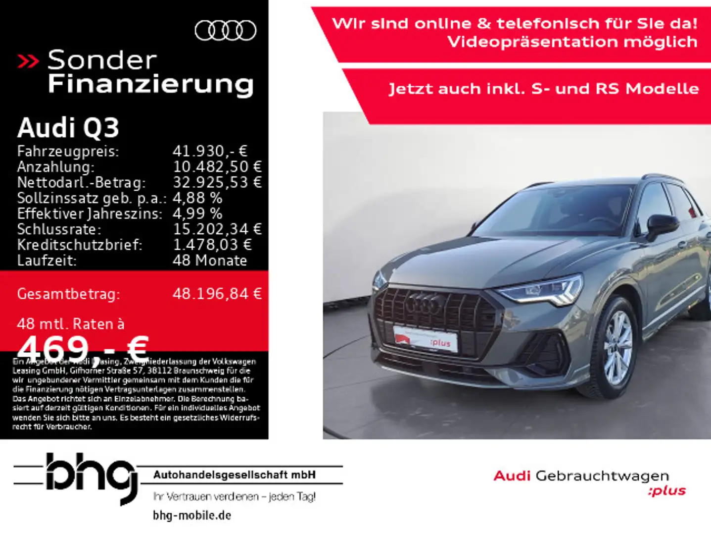 Audi Q3 35 TFSI S-tronic S-Line AHK Virtual Keyless Grau - 1