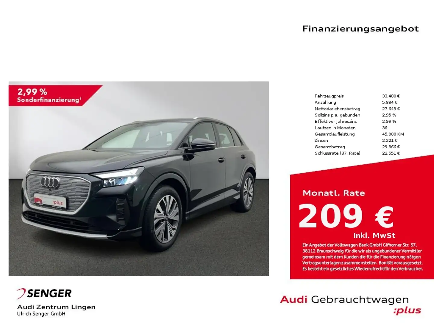Audi Q4 e-tron 40 MMI LED ACC Audi connect Glanz-P. Noir - 1