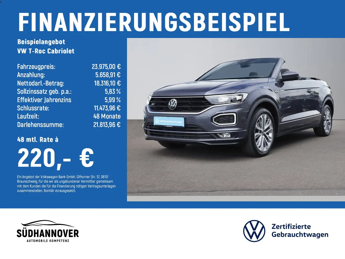 Volkswagen T-Roc Cabriolet R-Line 1.5 TSI NAVI+LED+SHZ+PDC Grau - 2