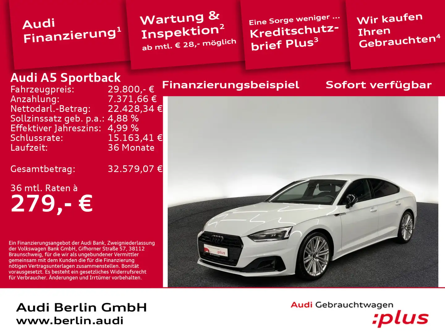 Audi A5 Advanced 35 TDI S tr. LED RFK NAVI Bianco - 1