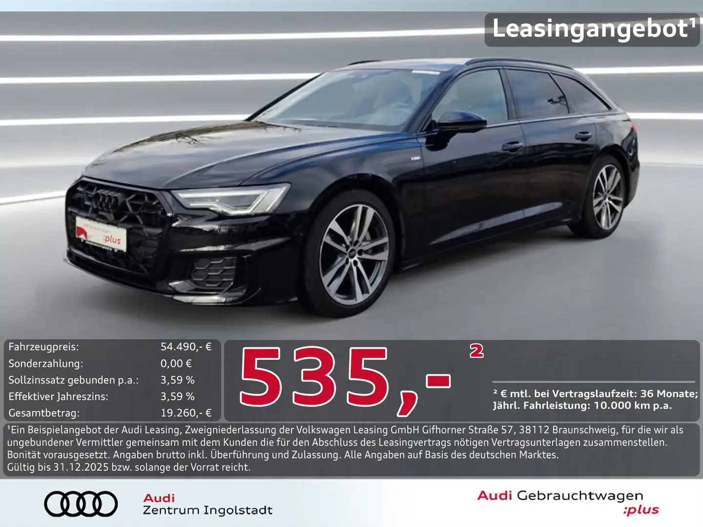 Audi A6 Avant 45 TDI qu S line MATRIX AHK PANO KAM. Schwarz - 1