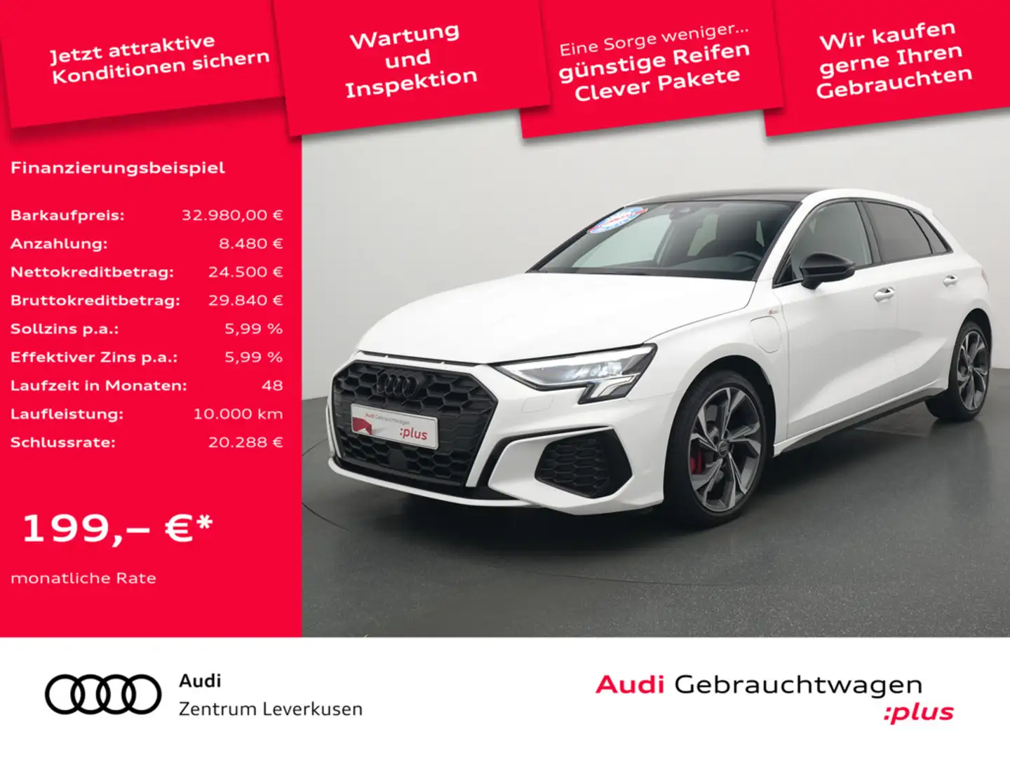 Audi A3 Sportback S line RAUTE VIRT LED SHZ PDC NAVI Schwarz - 1
