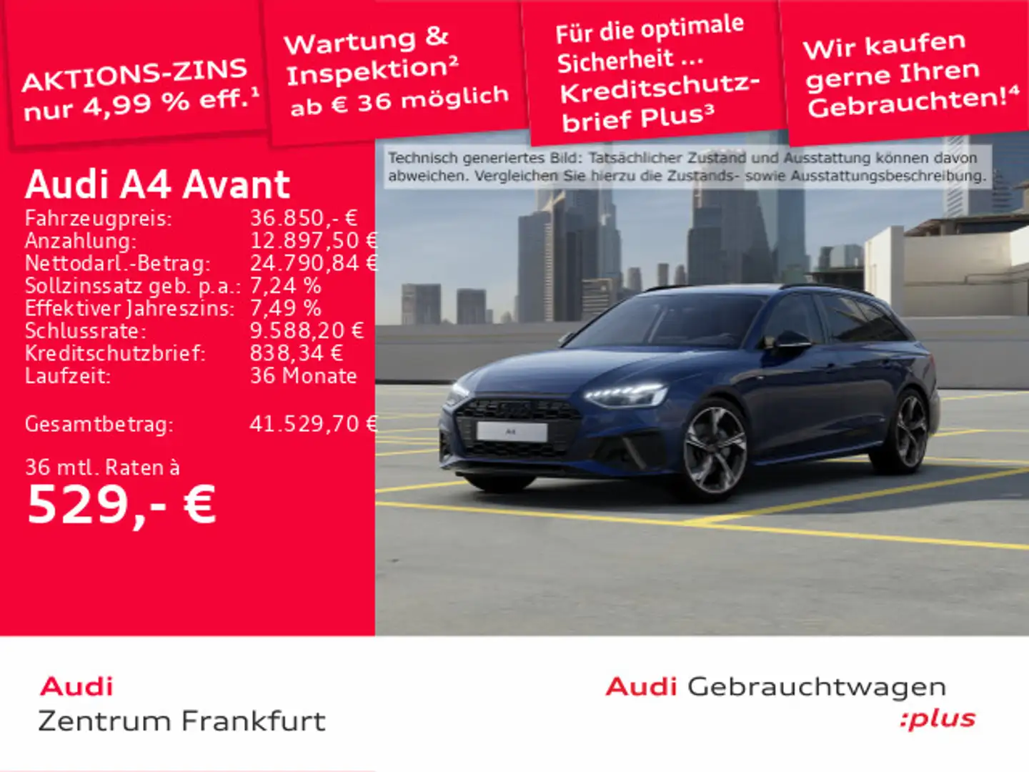 Audi A4 40 TDI quattro S tronic S line LED Navi Blau - 1