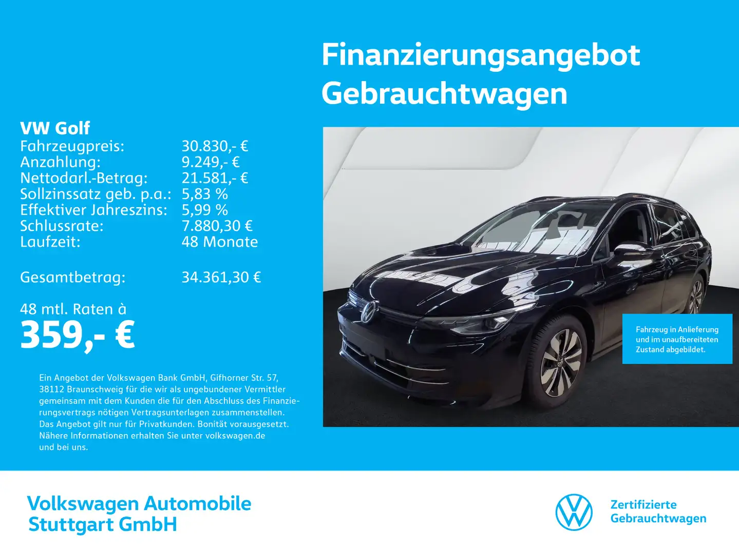 Volkswagen Golf Variant Golf 8 Variant GOAL 1.5 TSI DSG Navi AHK Kamera Schwarz - 1