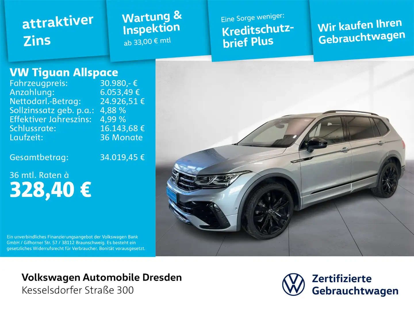 Volkswagen Tiguan Allspace 2.0 TDI DSG 4M R-Line Plateado - 1