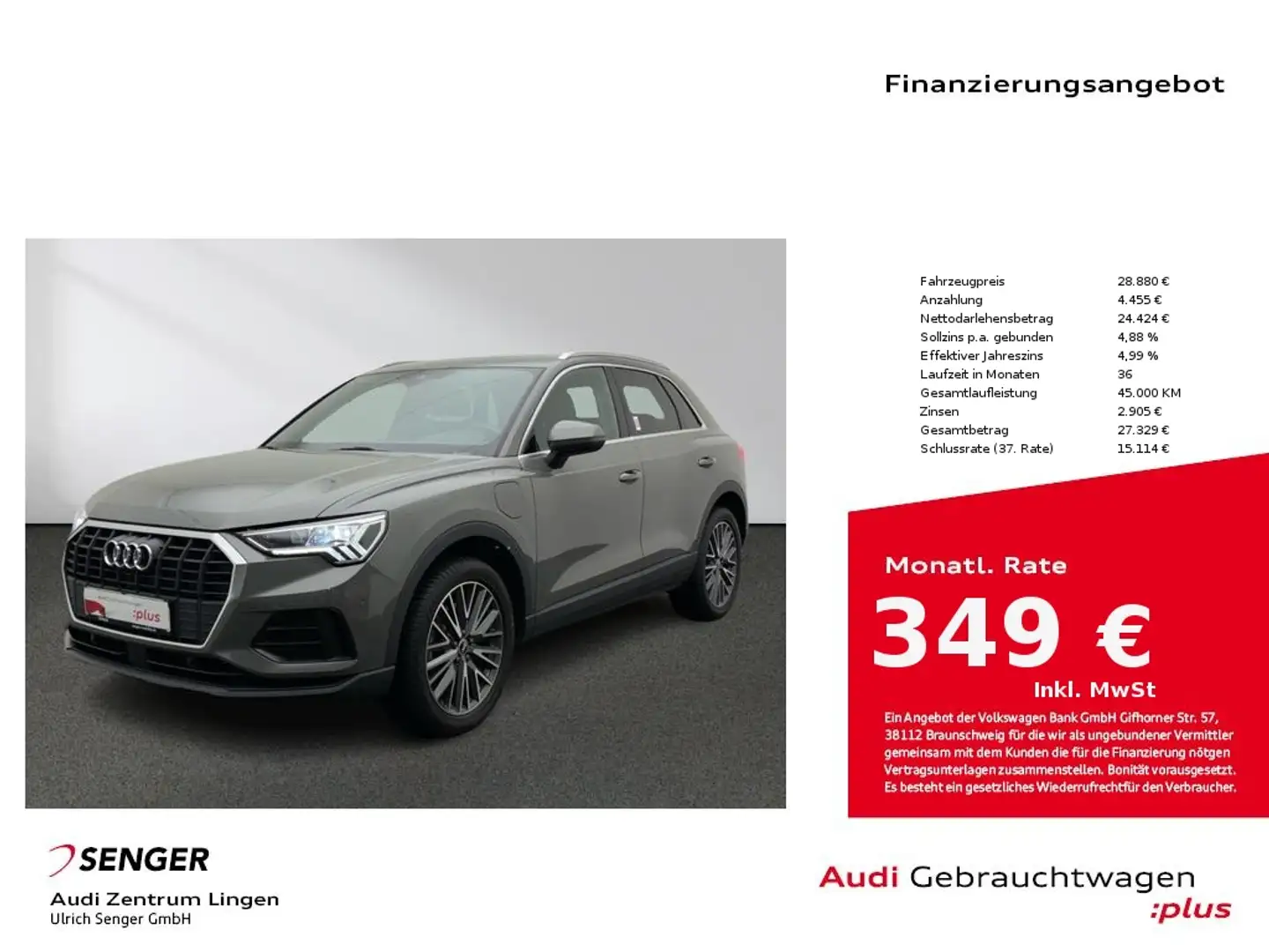 Audi Q3 45 TFSI e LED ACC AHK Assistenz Paket Grau - 1