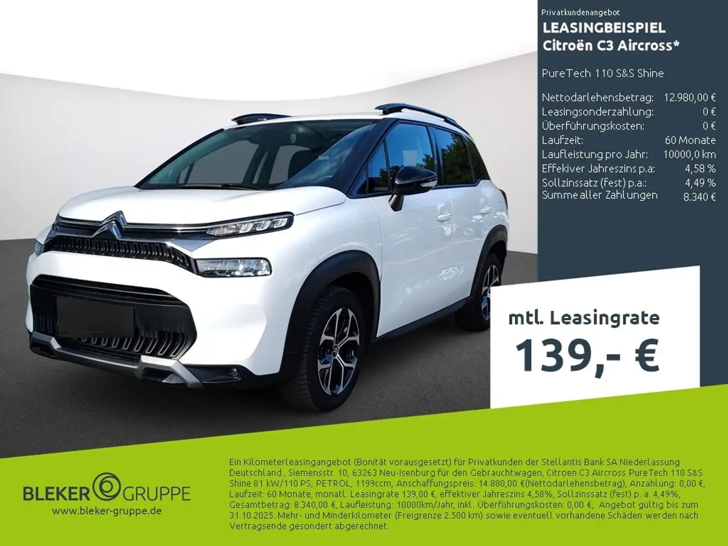 Citroen C3 Aircross PureTech 110 S&S Shine Blanc - 1