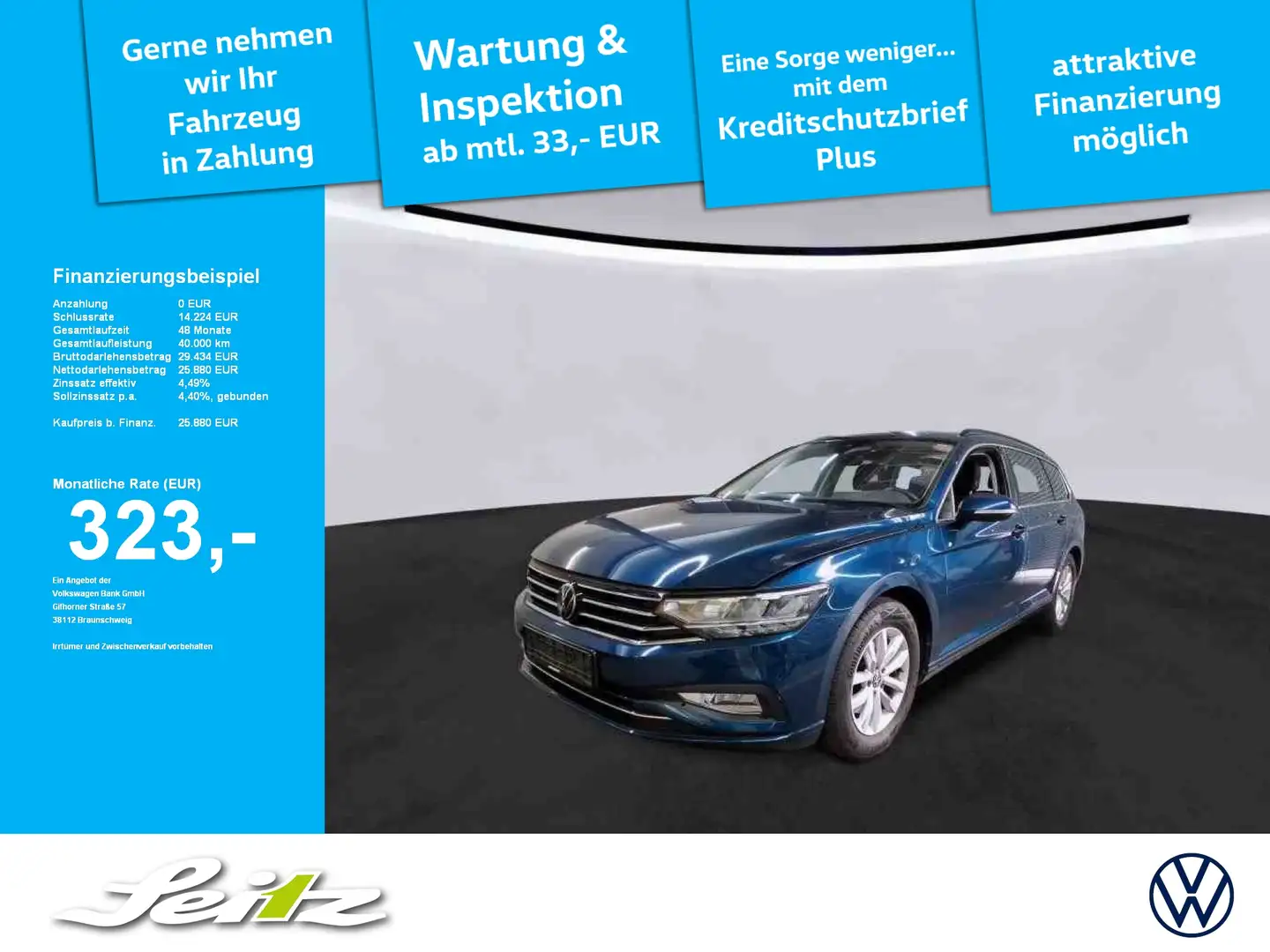 Volkswagen Passat Variant 2.0 TDI Business *LED*KAMERA*NAVI*SITZH* Blau - 1