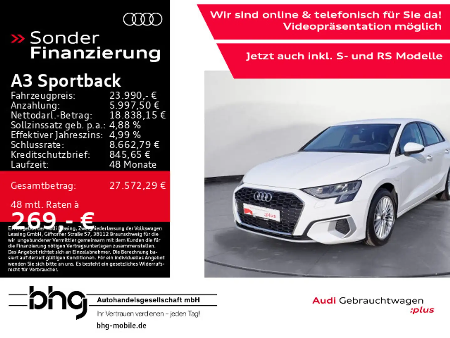 Audi A3 40 TFSIe S-tronic advanced Business Weiß - 1