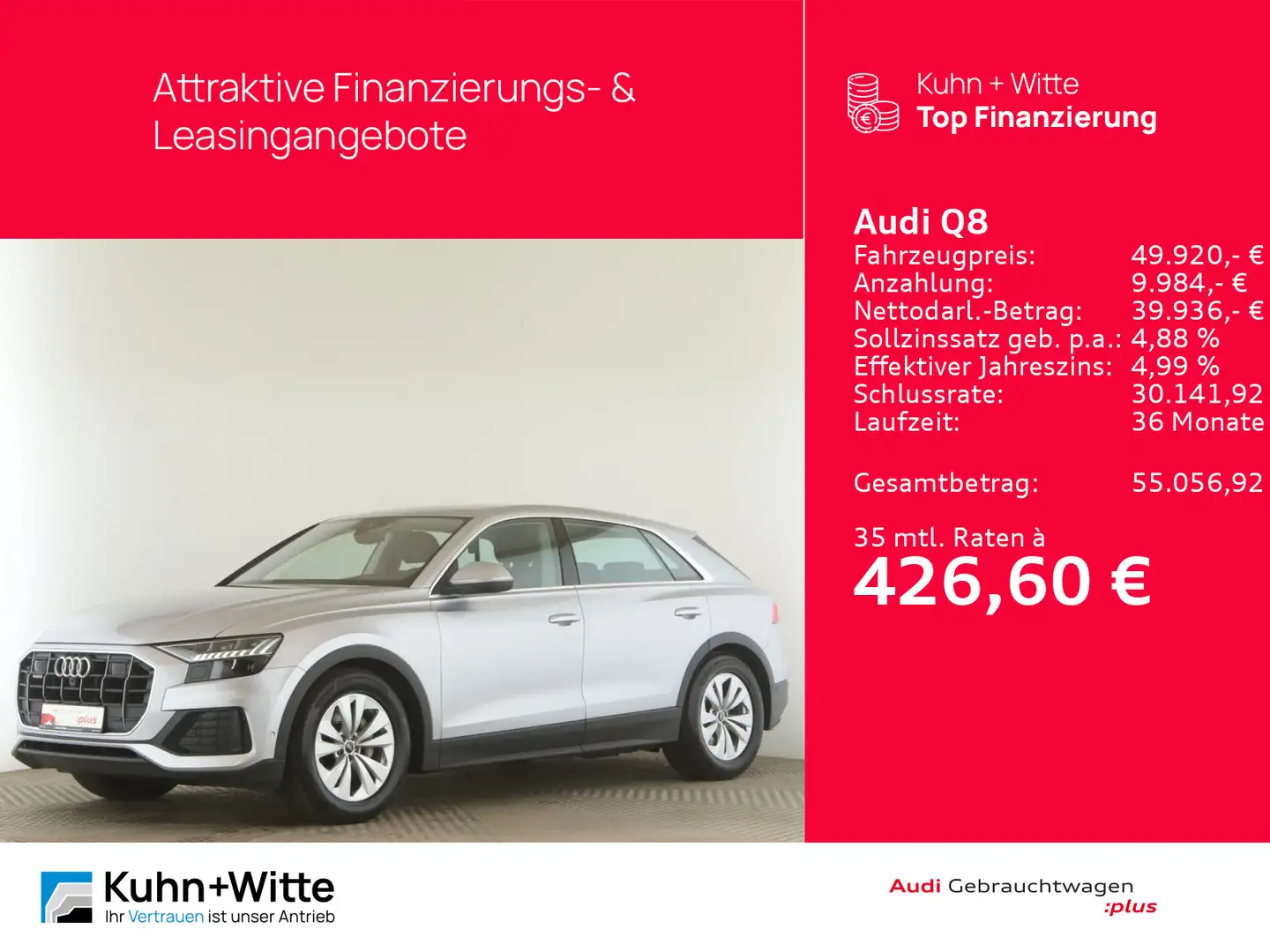Audi Q8 50 TDI quattro *AHK*ACC*Matrix*LUFT*RFK*MMI-P Plateado - 1
