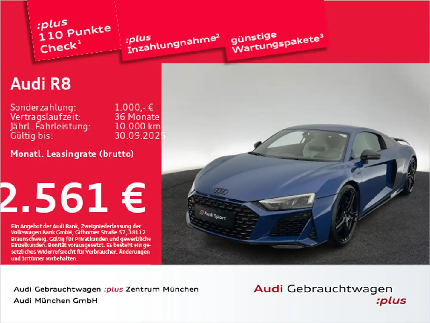 Audi R8 Coupé  V10 performance qu. B&O/Kamera/Carbo Albastru - 1