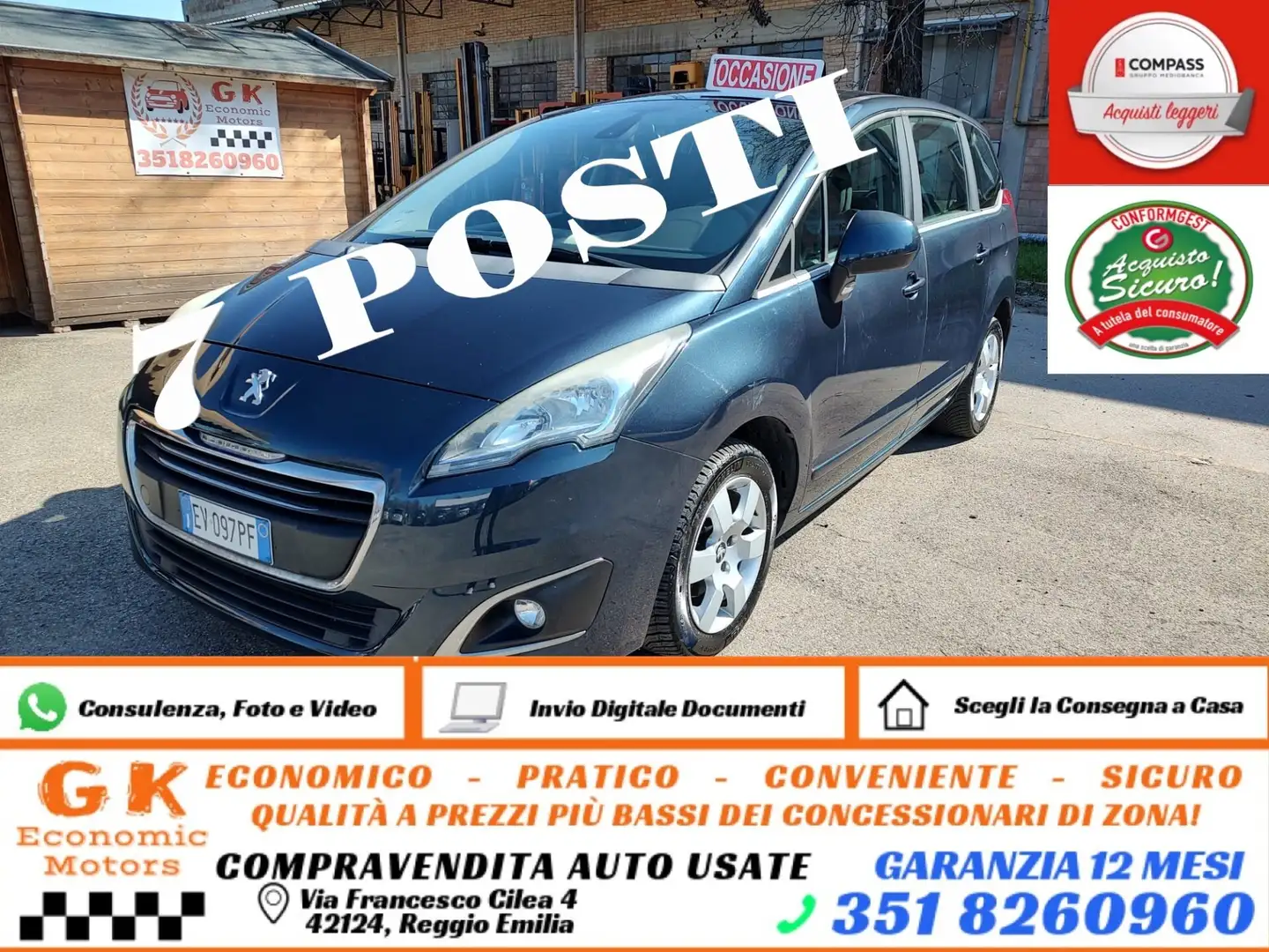 Peugeot 5008 1.6 HDi 115CV Business, 7 POSTI, GARANZIA L.12 MES Blau - 1