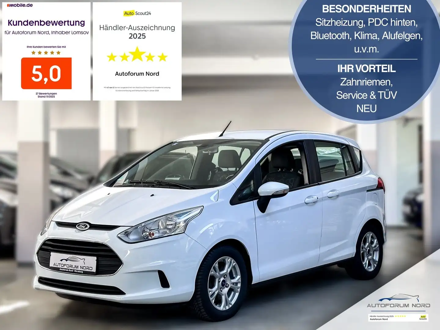 Ford B-Max SYNC Edition *NEU ZAHNRIEMEN+SERVICE* Blanc - 1