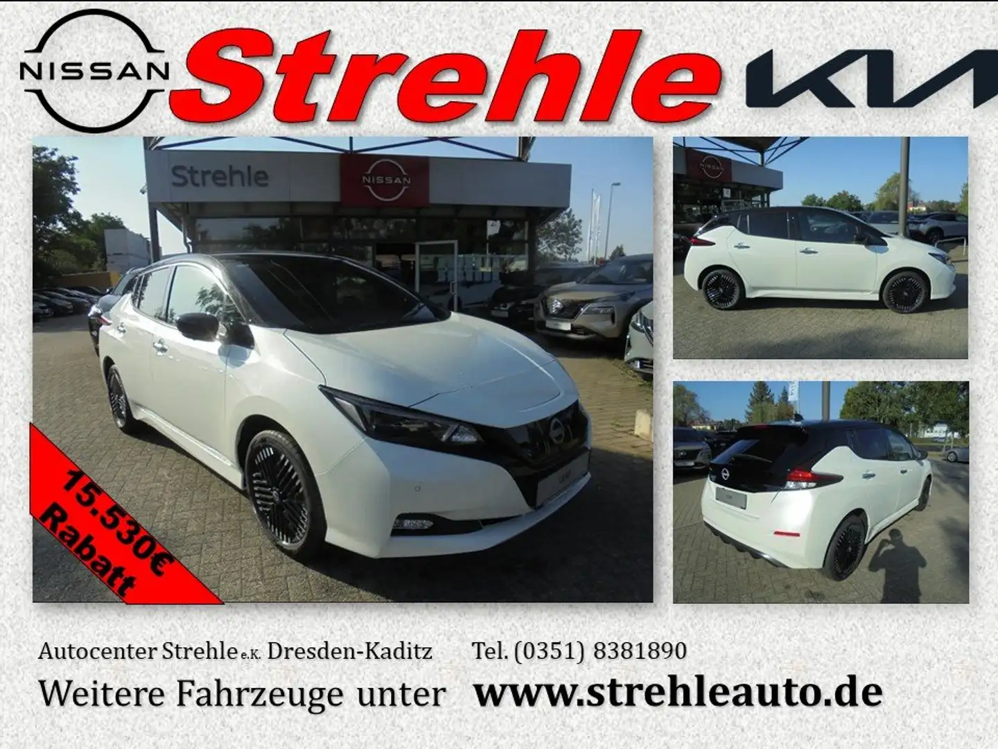 Nissan Leaf e+ Tekna 63 kWh, LED, Bose, 2 Farben 360° White - 1