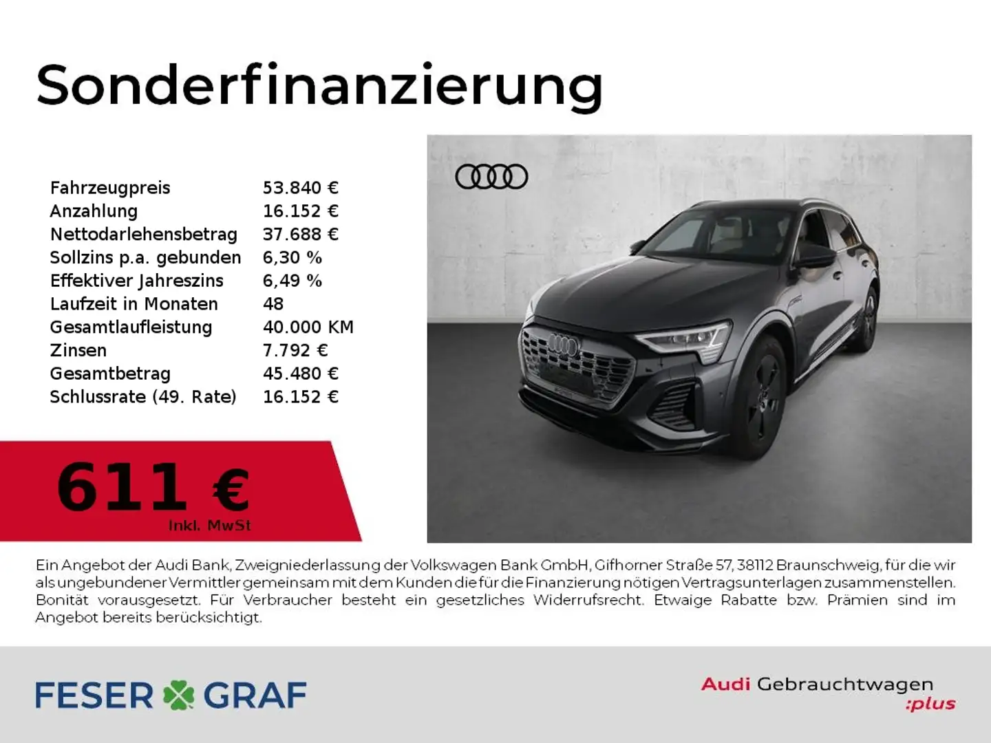 Audi Q8 55 e-tron S line/HuD/Matrix/Sitzbelüf/Luft/Air/ACC Grau - 1