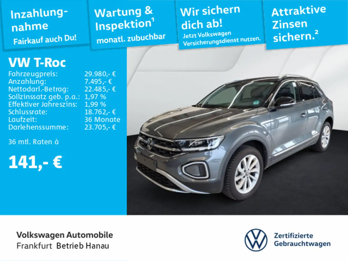 Volkswagen T-Roc 1.5 TSI DSG Style Navi LEDPlus DAB+ FrontA Grijs - 1