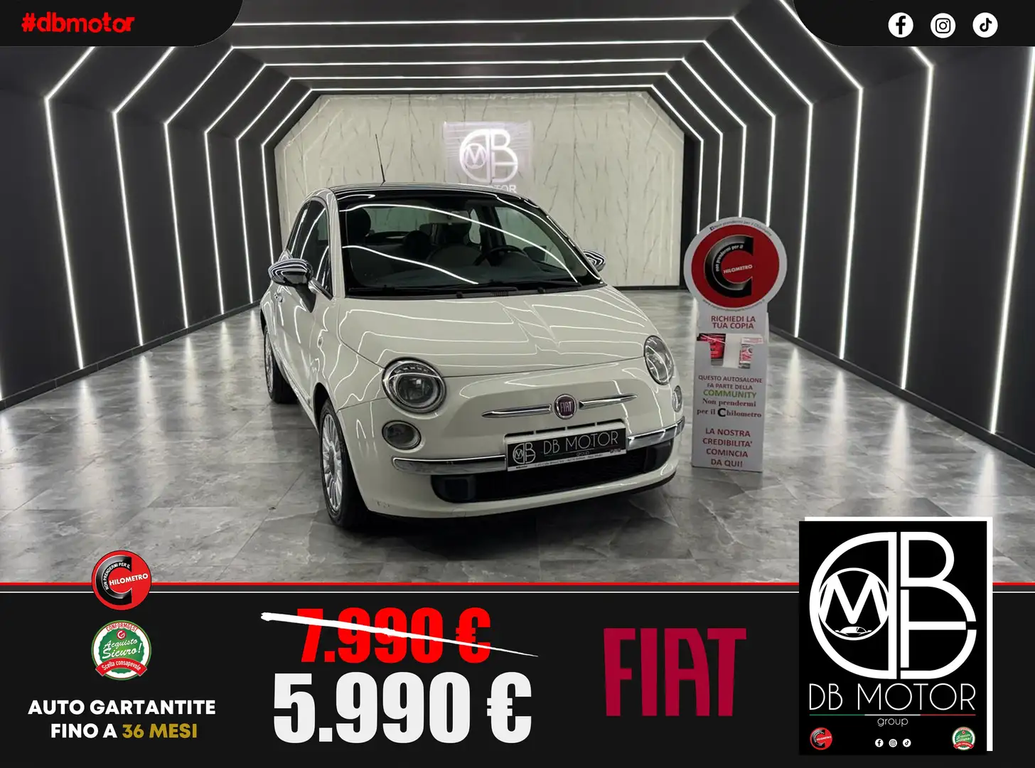 Fiat 500 500 III 1.2 Lounge 69cv Bianco - 1