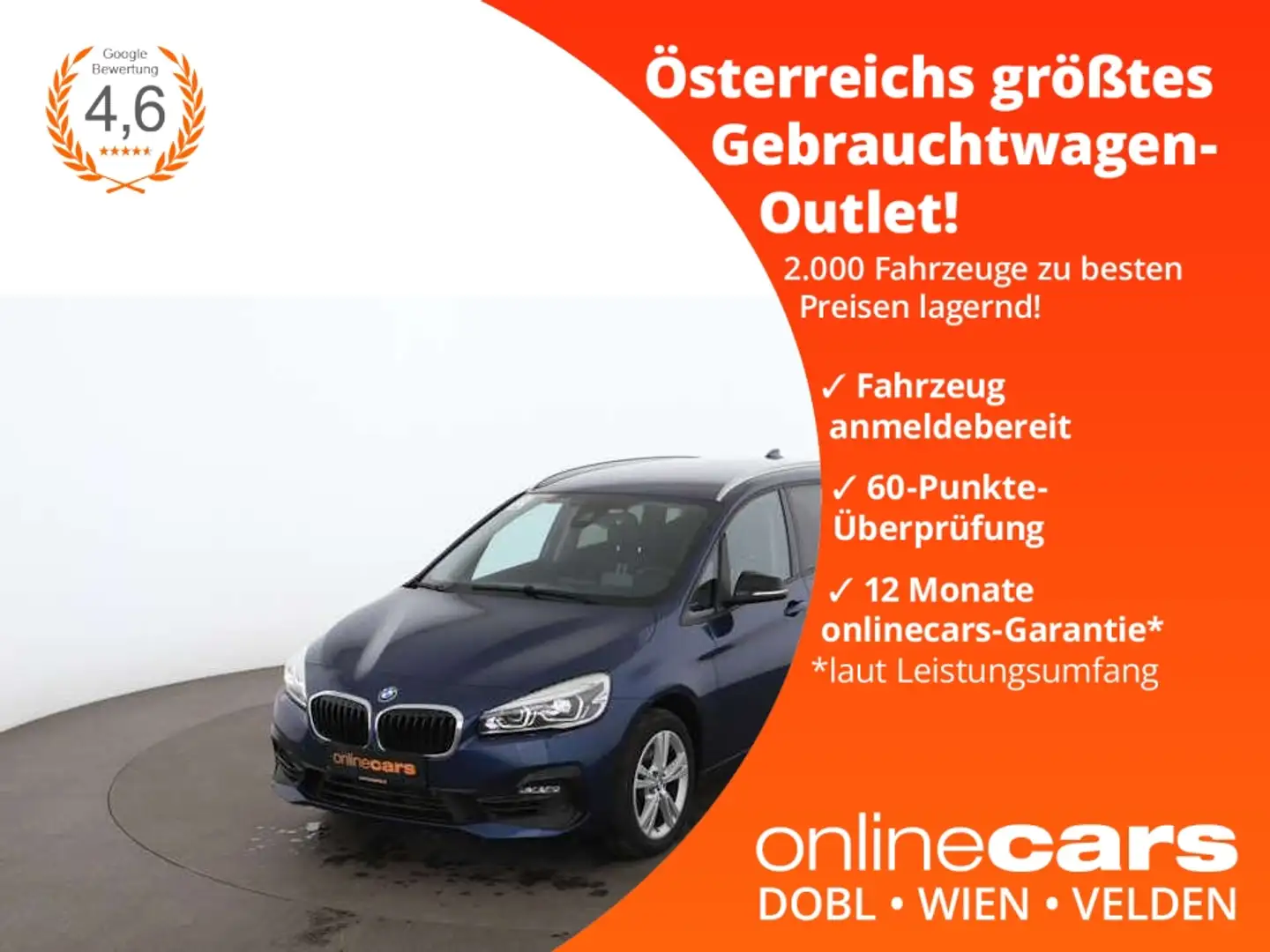 BMW 220 d Gran Tourer Sport Aut LED AHK RADAR NAVI PDC Bleu - 1