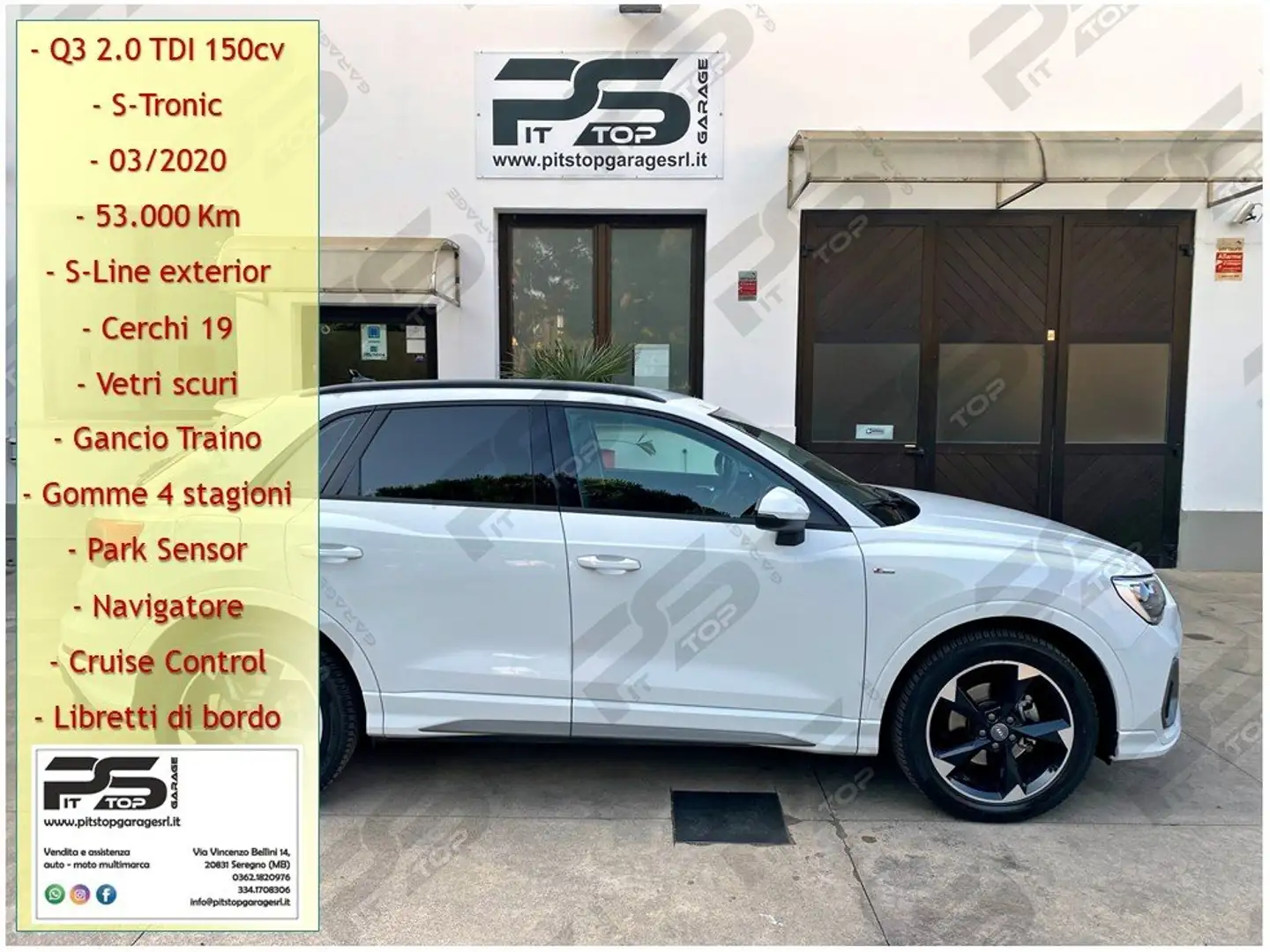 Audi Q3 Q3 35 2.0 Tdi 150cv S-Line S-Tronic Gancio Traino Bianco - 1