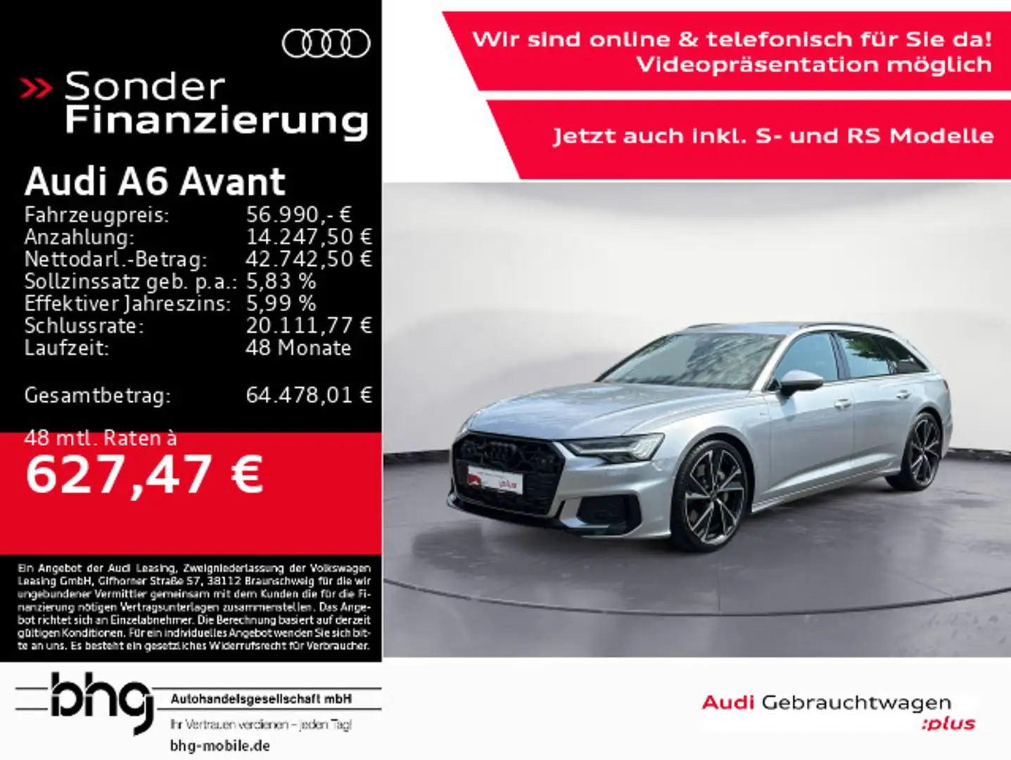Audi A6 55 TFSI quattro S-line HD-Matrix/AHK/Ka Argent - 1