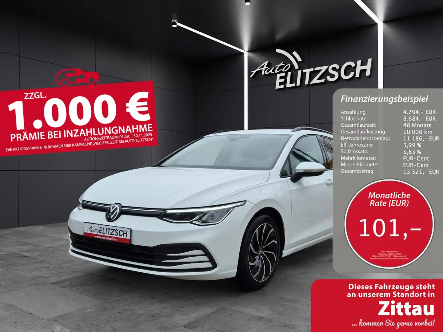 Volkswagen Golf VIII Variant Life TSI NAVI CLIMA ACC SH Blanc - 1