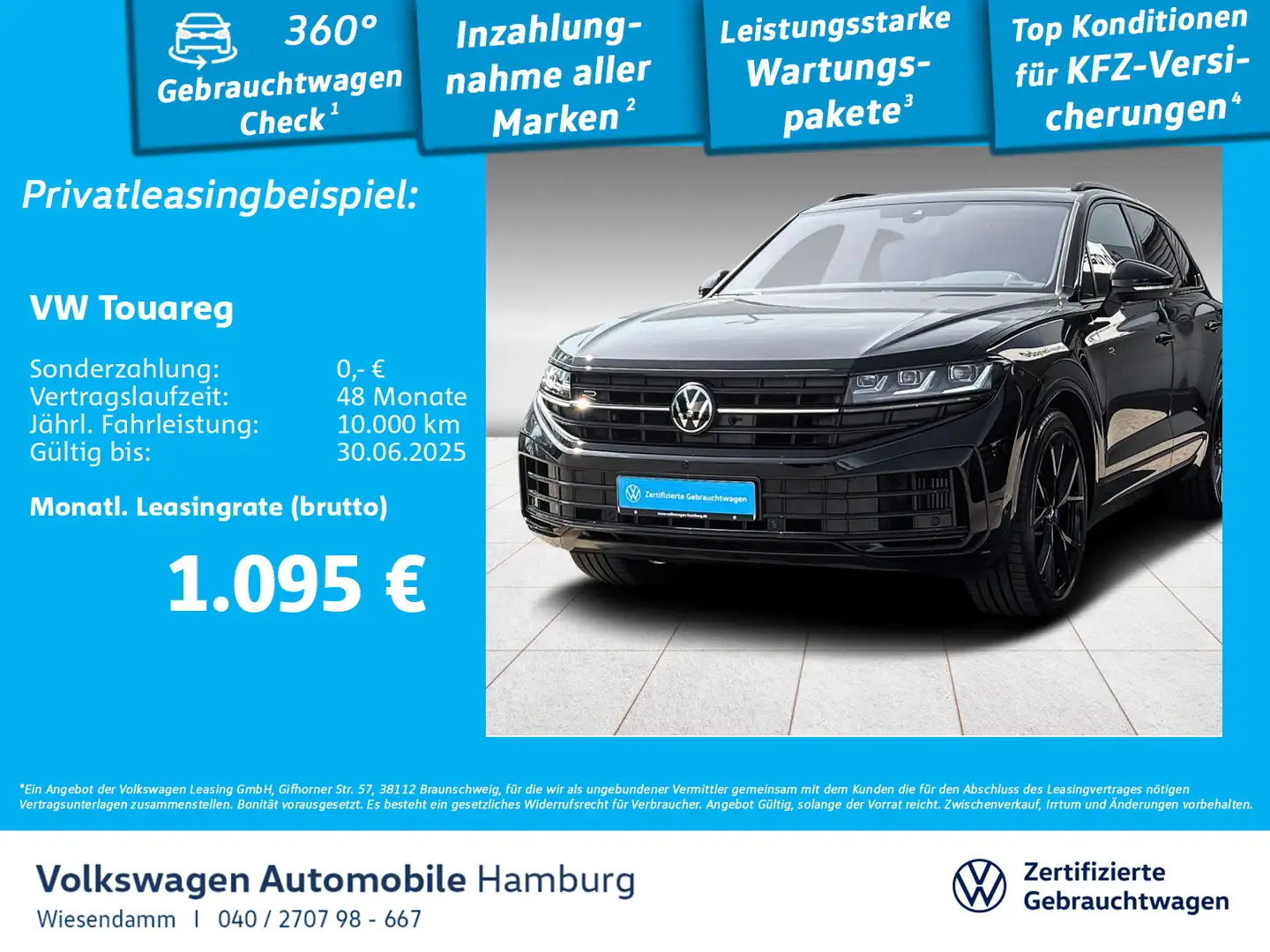 Volkswagen Touareg R eHybrid 4M AHK/PANO/LUFT/KAMERA/LEDER Schwarz - 1