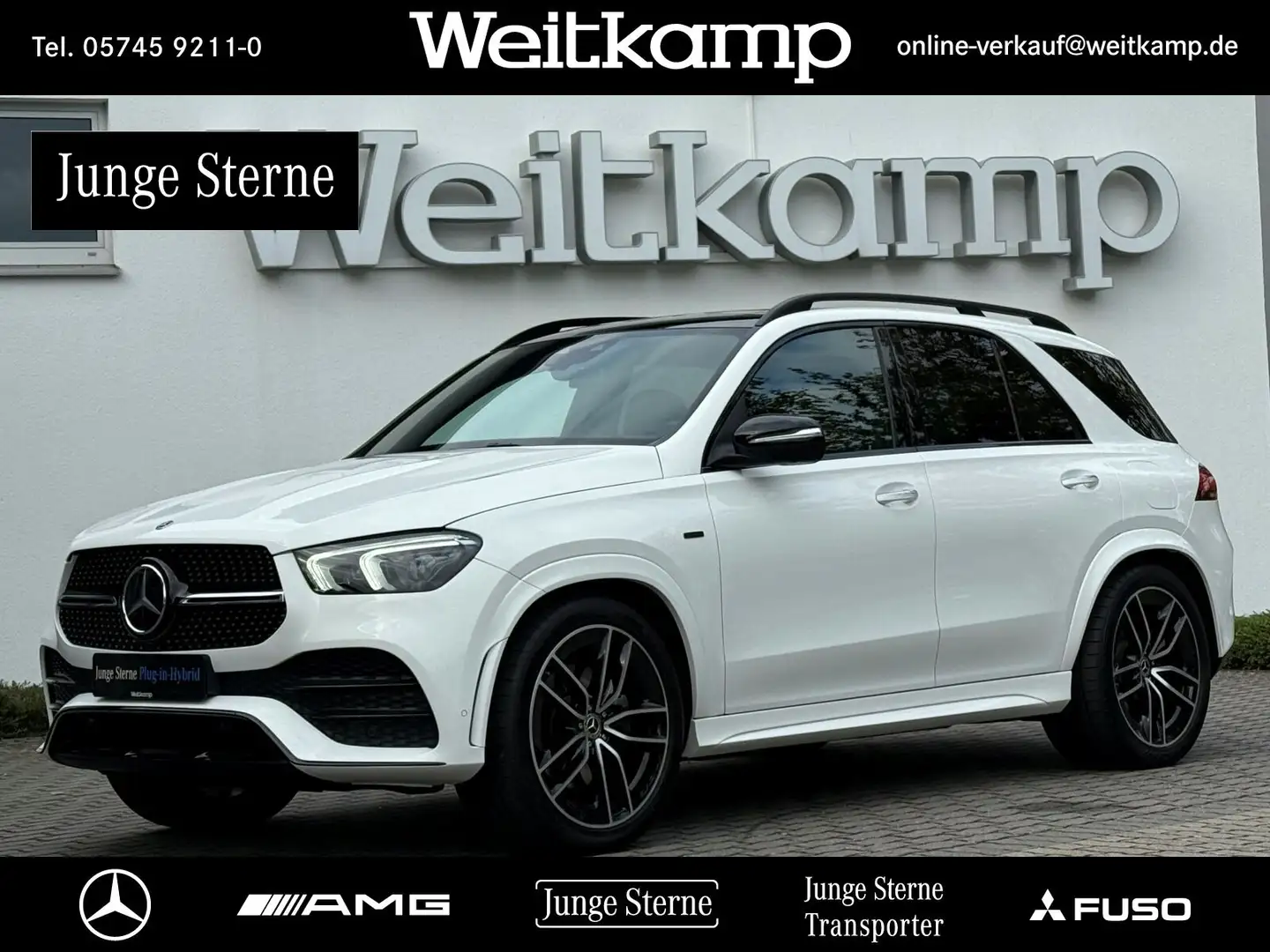 Mercedes-Benz GLE 350 GLE 350 de 4M AMG+Night+AHK+360°+Pano+KeylessGo Weiß - 1