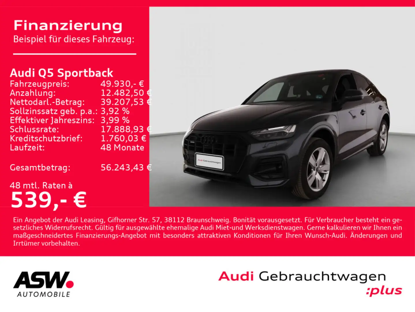 Audi Q5 45TFSI NAVI MATRIX LED AHK 360° HUD Grau - 1