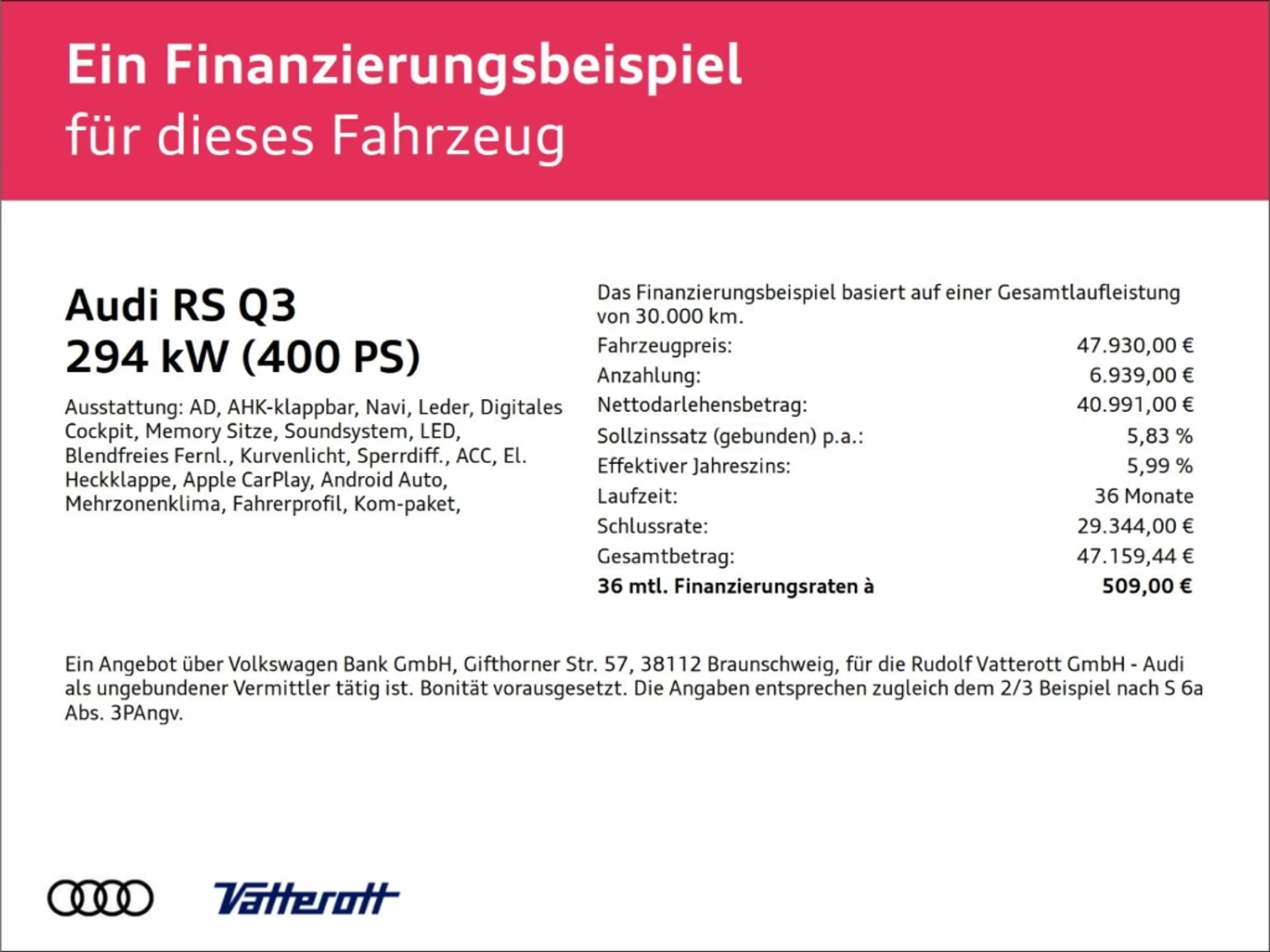 Audi RS Q3 Sportback AHK Navi RS-Sportsitze Leder Wabe — photo 2