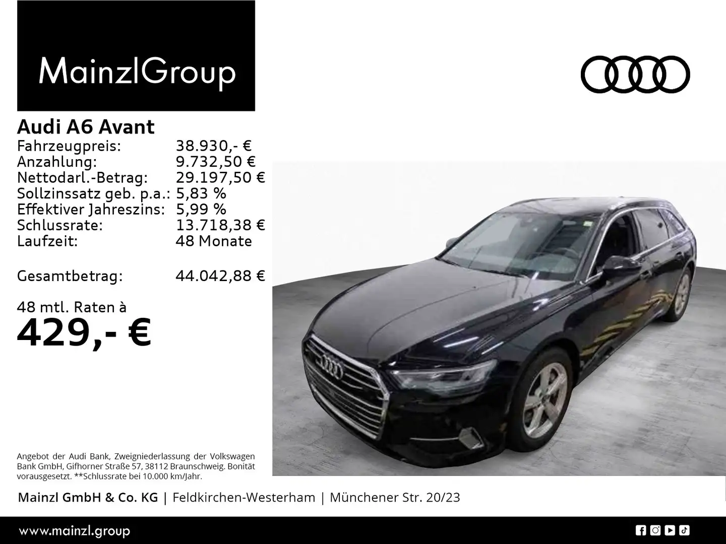 Audi A6 55 TFSI quattro Sport Pano SHZ Leder Schwarz - 1