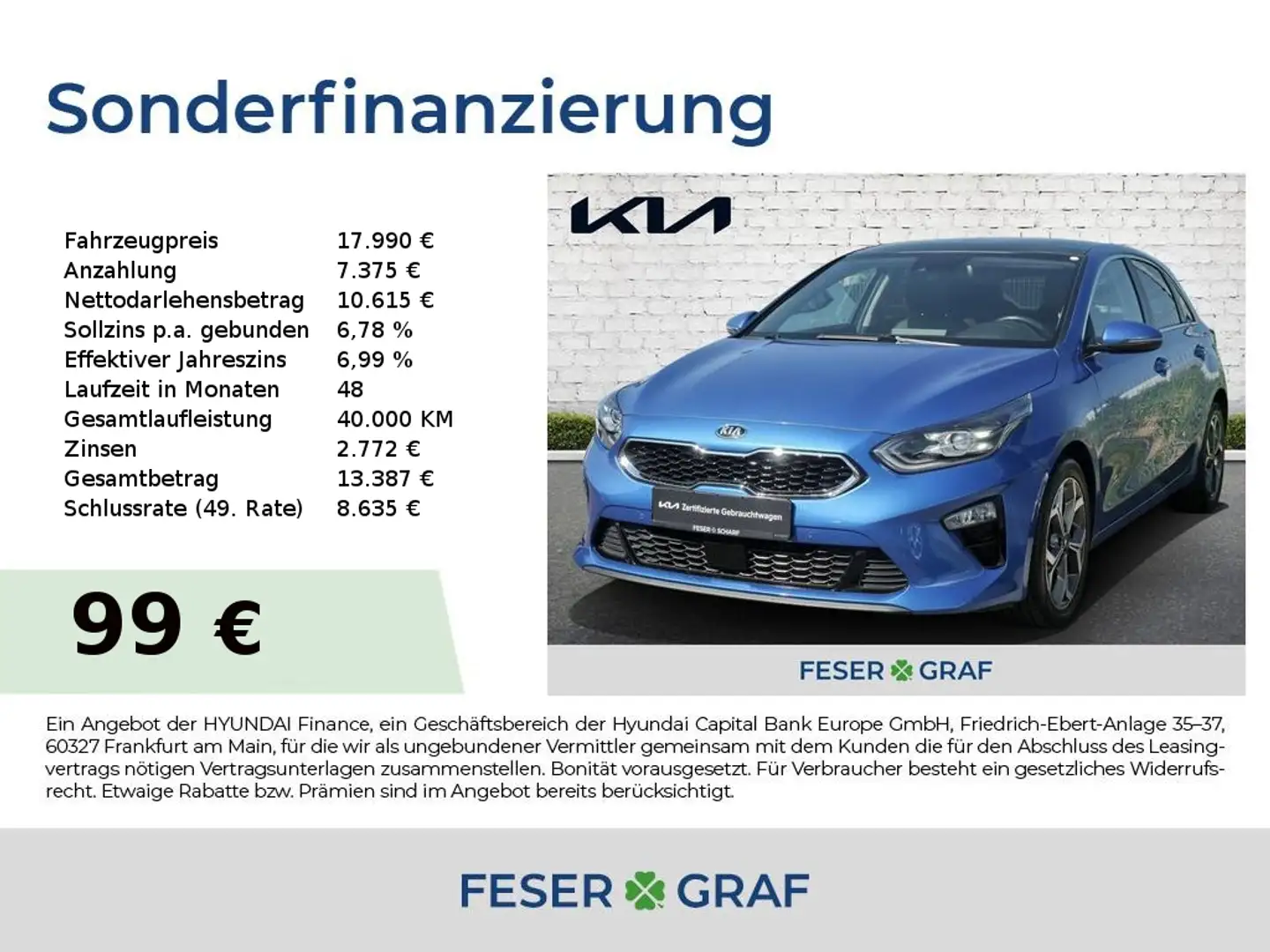 Kia Ceed / cee'd 1.4T DCT7 PLATINUM Blau - 1
