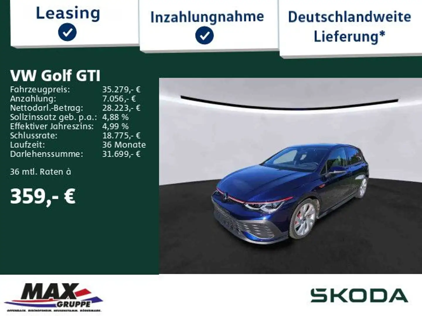 Volkswagen Golf GTI Clubsport 2.0TSI MATRIXLED+HUD+PANO+KAM Blau - 1