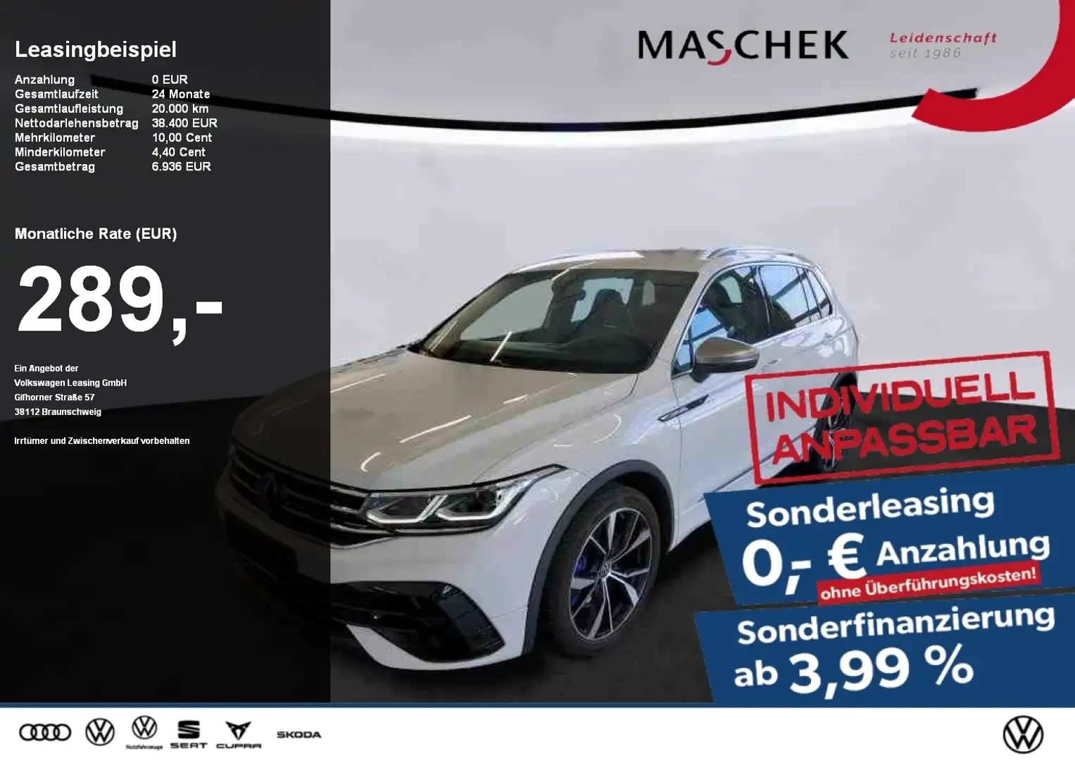 Volkswagen Tiguan R 2.0 TSI Sonderleasing! Area View DCC Matrix ACC Weiß - 1